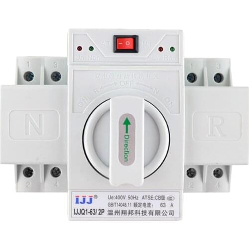 2P 63A 230V MCB type white color Dual Power Automatic transfer switch ATS Rated voltage 220V /380V Rated frequency 50/60Hz