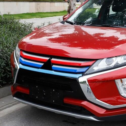 Car Styling 5PCS ABS Plastic Car Front Center Grille Grill Strip Decoration Cover Trim For Mitsubishi Eclipse Cross 2018 2019