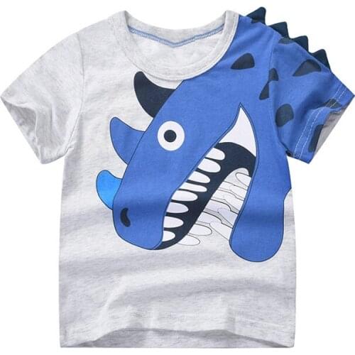 Bambino 2021 White Summer Tee for Boys 2-7 Years Dinosaur T Shirt of Children Top Clothes of School Kids 100% Cotton Clothing