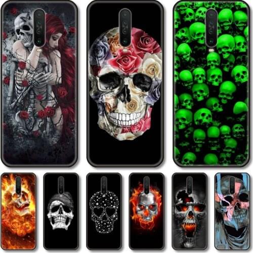 Skeleton skull Phone Case For XiaoMi Redmi Note 10S 9S 8 7 6 T Pro Black Cover Silicone Back TPU