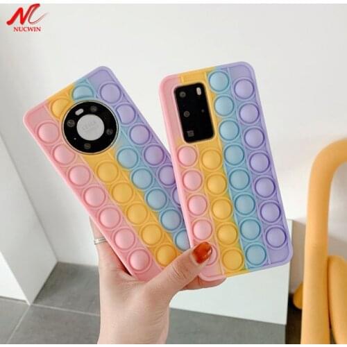 Push it Bubble Fidget Reliver Stress Case For Huawei P30 P40 Pro Mate 30 40 Nova 5T Honor 20 8X P Smart Y9 Prime 2019 Antistress