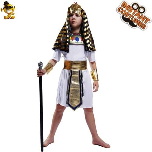 Kids Egyptian Pharaoh Costume Performance Christmas Boys White Egypt Robe Halloween Costumes Clothing