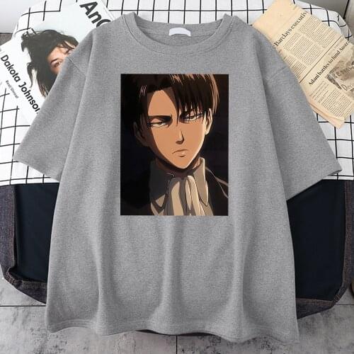 Levi Attack On Titan Anime Print Men T Shirt Loose Oversize Tee Tops Aesthetic O-Neck Clothing Fashion Harajuku T-Shirt For Male