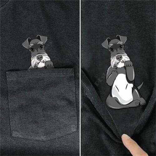 PLstar Cosmos T Shirt summer pocket Schnauzer printed t-shirt men for women shirts tops funny cotton black tees