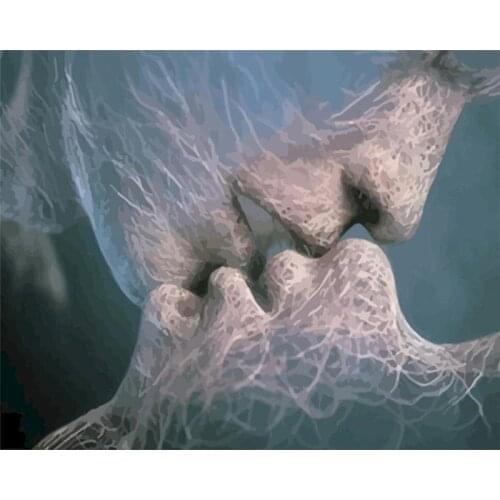 GATYZTORY 60x75cm Diy Frame Painting By Numbers kiss Figure Paint By Numbers Landscape Handpainted Diy Gift Home Wall Decor