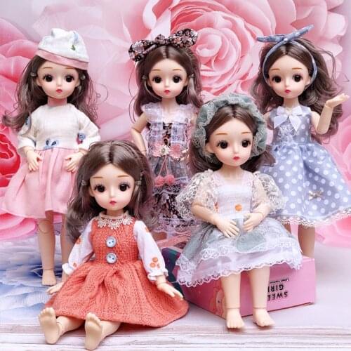 30cm Bjd Doll Set 13 Moveable Joint Dolls Baby Cute Dress Up Toy Princess Bjd Doll Make Up Toy For Girls Childrens Toy Kid Gift
