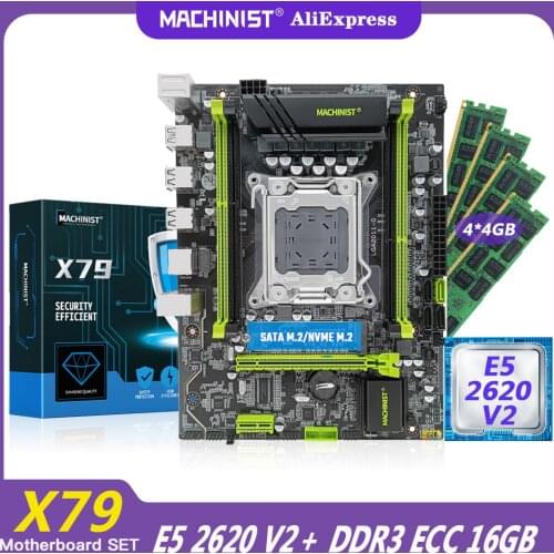X79 motherboard LGA 2011 set kit with Intel xeon E5 2620 V2 CPU processor DDR3 16GB(4*4GB) ECC RAM memory X79M-PLUS