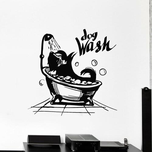 Wash Dog Wall Decal Pet Grooming Decoration Vinyl Animal Salon Bathroom Shower Interior Waterproof Stickers Home Decor Z448