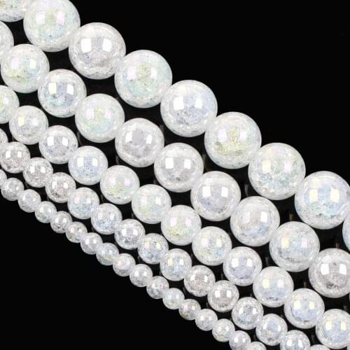 Natural Stone White Cracked Glass Crystal Beads 6-12MM Fit Charms Bracelet Beading Beads For Jewelry Making Diy Accessories