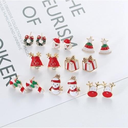 New Christmas Earrings Cute Snowman Jewelry Christmas Tree Stud Earring For Women Creative Party Accessories Girl Gifts