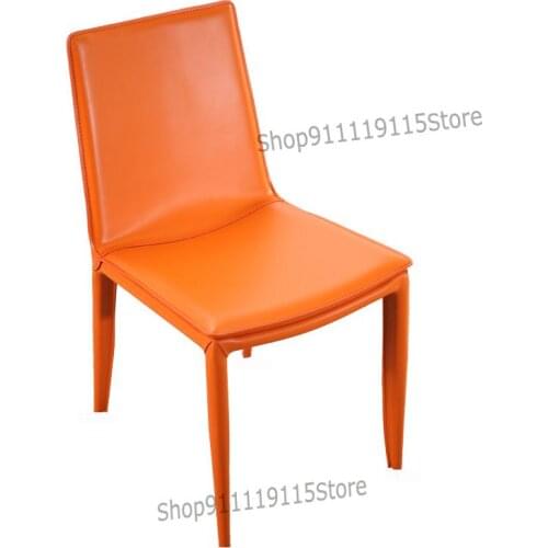 Nordic Dining Chair Saddle Leather Simple Modern Home Restaurant Net Red Italian Light Luxury Back Chair Leisure Negotiation Cha