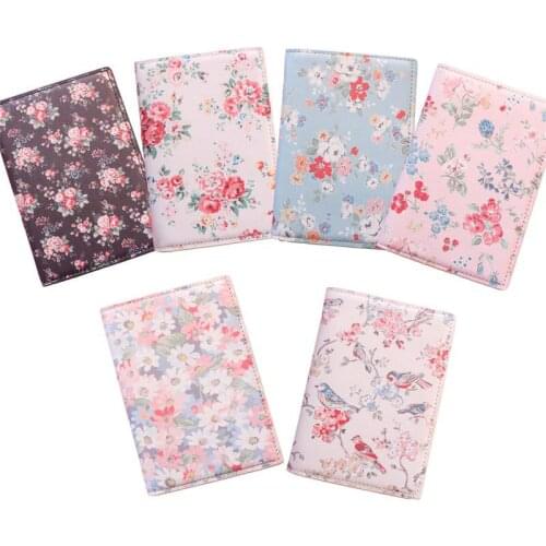 Fashion Floral Print Men Women PU Leather Waterproof Travel Passport Holder Portable Document ID Bank Card Cover Case Organizer