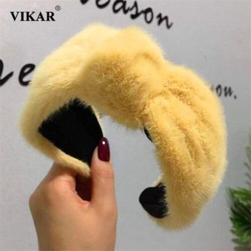 New Lambswool Headband Women Sweet Solid Hairband Wide-Brimmed Fashion Hair Hoop Bezel Turban Headwear Girls Hair Accessories