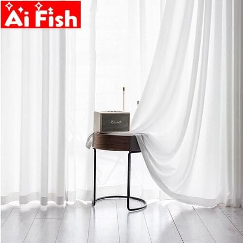 Solid Gray Curtains Customize Simple Modern Luxury White Thick Bedroom Curtain Tulle Drape Curtain Fabric Living Room M169#5