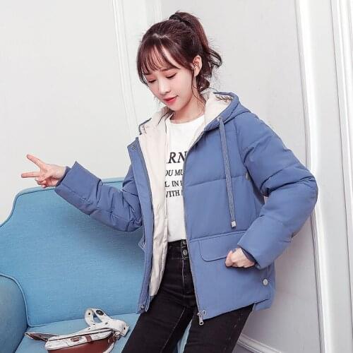 Hooded Solid Women Short Winter Puffer Jacket Casual Loose Warm Cotton Padded Coat for Female Zipper Quilted Dowm Cotton Parkas