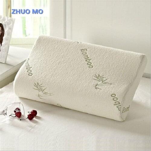 ZHUO MO Bamboo Memory Foam Orthopedic Neck Soft Pillow Massager Fiber Slow Rebound Foam Travel Pillow Cervical Health Care