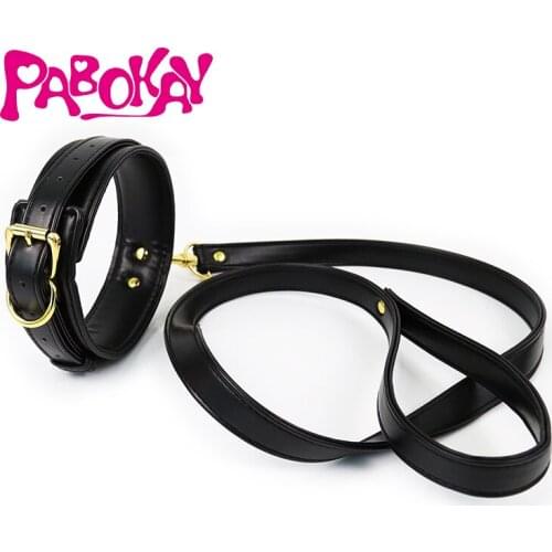 PABOKAY PU Leather Collar With Leash Erotic Sex toys SM Products Adult Games Sex Toys For Couples