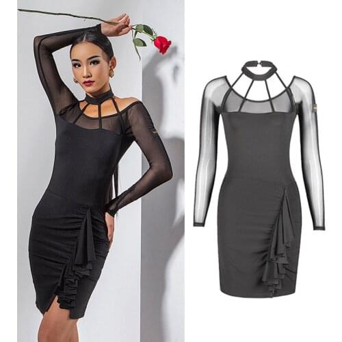 Latin Dance Dress Female 2021 New Halter Neck Back Perspective National Standard Clothing Latin Dance Competition Dress SL4731