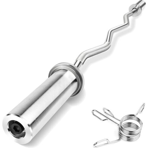 Sports Fitness Equipment Barbells Bars 47" Olympic Curl Bar Steel Barbell Suitable for 2" Barbell Plates 150-lbs Capacity Silver