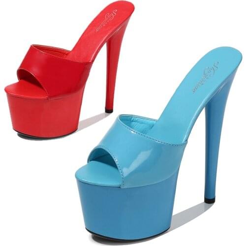 Slides for Soman Slippers Sexy PU Sandalias Peep Toe High Heel Slippers Summer Fashion Slip On Thin Heels Women Mules Party Shoe