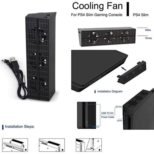 Cooling Fan Cooler Heat Exhauster Temperature Control For PS4 Slim Game Console