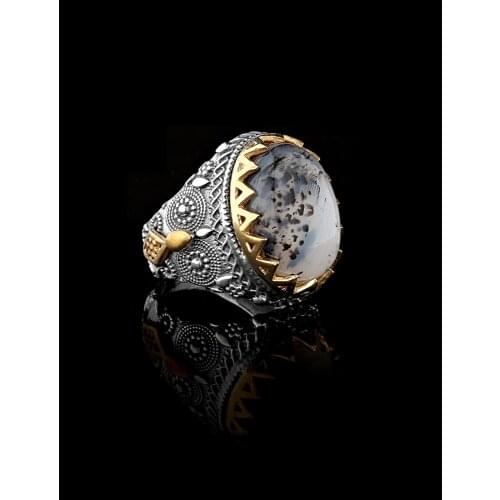 High Quality Workmanship 925 Sterling Silver Mens Ring With Natural Stones