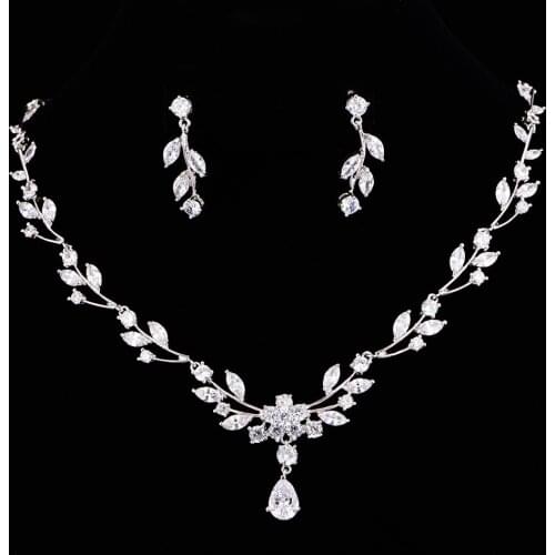 High Quality Cubic Zircon Jewelry Sets White Gold Color Female Jewelry Engagement Gifts CZL-6000