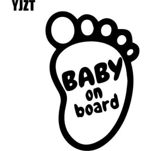 YJZT 10.7X16CM BABY ON BOARD Cartoon Footprint Car Sticker Funny Body decoration Decals C25-0001