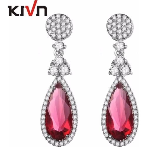KIVN Jewelry Luxury Drop Dangle Blue CZ Cubic Zirconia Womens Girls Wedding Bridal Earrings Birthday Gifts 10pcs Lots Wholesale