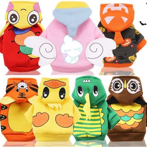 Funny Cartoon Dog Clothes Winter Warm Dogs Coat Jasket Hoodies Soft Fleece Sweatshirt for Small Dogs Cotton Pet Clothing XS-XXL