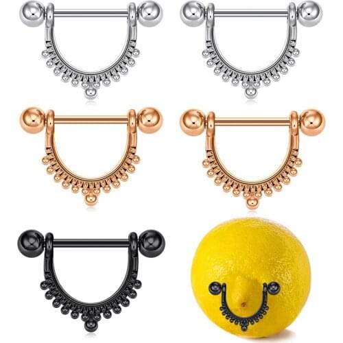 Womens Nipple Ring Tongue Ring 316L Surgical Steel Rod CZ Barbell U Shape Barbell Body Piercing Jewelry