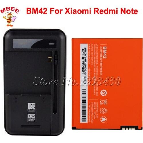 1LOT=1PC Universal Dock Charger +1PC For Xiaomi Redmi Note Battery For Redrice Hongmi note BM42 3100mAh
