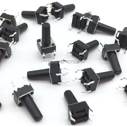 100pcs 6*6*12mm Panel PCB Momentary Tactile Tact Push Button Micro Switch 4 Pin DIP Light Touch 6x6x12mm Keys Keyboard