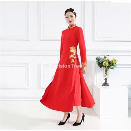 2021 ao dai cheongsam elegant chinese dresses aodai oriental dress qipao vietnam clothing flower embroidery dress qipao dress