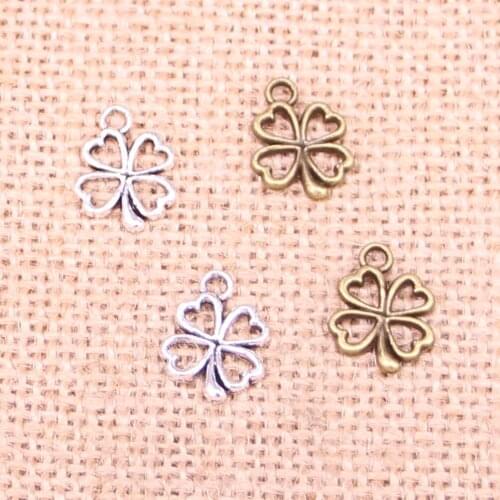 35pcs lucky irish four leaf clover Charms Pendant Zinc Alloy Vintage Jewelry Findings Accessories Parts 12*17mm