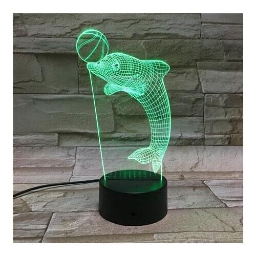 Animal Dolphin 3D Lamp RGB LED USB Mood Night Light Multicolor Switch Touch Remote Luminaria Children Bedroom kids Gift 49
