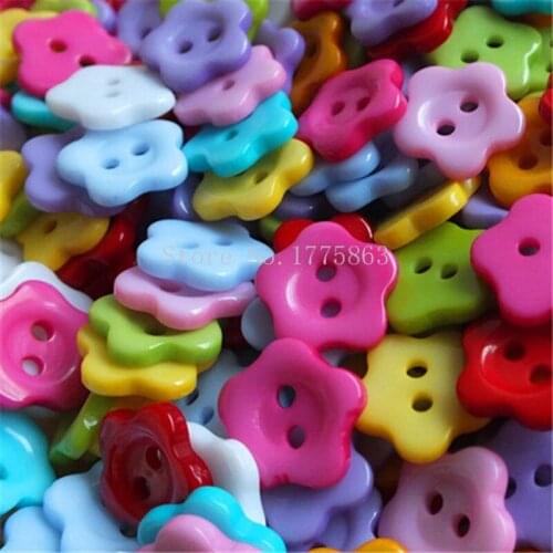 50Pcs14mm Mixed Plastic Flower 2 Holes Buttons, for Sewing, Scrapbooking, Crafts, Jewellery making, Knitting 7NK24