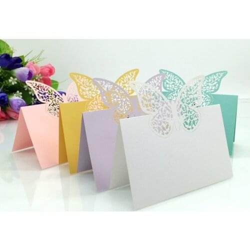 50pcs Laser Cut butterfly Table Name Place Card Seating Numbers Wedding Birthday Party Bridal Shower Table Decorations