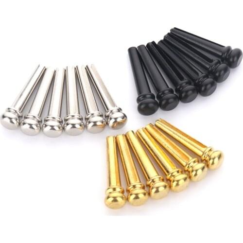 6pcs Guitar Bridge Pins Metal Brass Endpin 6 String Pegs Pins Acoustic Guitar