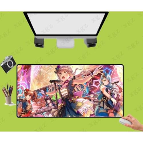 XGZ Lovely Anime Girl Large Gaming Mouse Pad Lock Edge Mouse Mat Laptop Computer Desk Pad Keyboard Mat Mousepad for CSGO DOTA