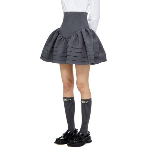 Black Casual Loose Ball Gown For Women High Waist Minimalist Solid A Line Mini Skirts Female New 2021 Summer Fashion Clothes