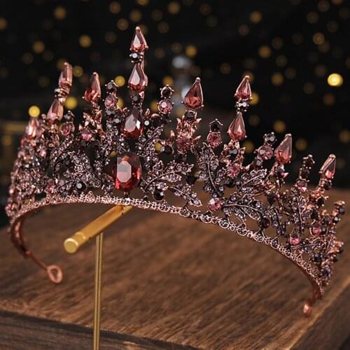 DIEZI Vintage Punk Baroque Luxury Crystal Crown Bride Tiara Fashion Queen Wedding Crown Headpiece Wedding Crown Hair Accessories