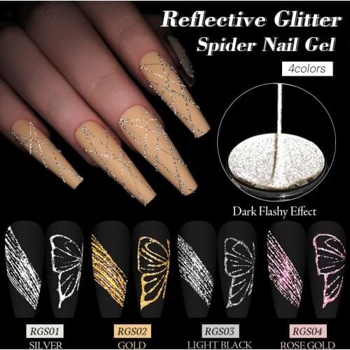 BORN PRETTY Gel Spider For Nails Sparkling Reflective Glitter Painting Gel Nail Polish Wire Drawing Line Soak Off Nail Art Gel