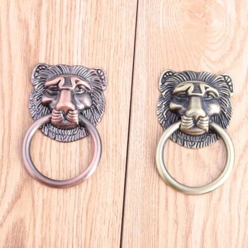 Chinese Retro Beast head furniture dro rings handles antique brass drawer cabinet pulls knobs antique copper dresser door handle