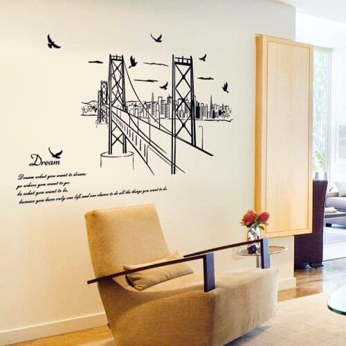 Creative Wall Stickers Living Room Wall Decoration Modern Teen Bedroom Wallpaper San Francisco Bridge Home Decor Poster Mural