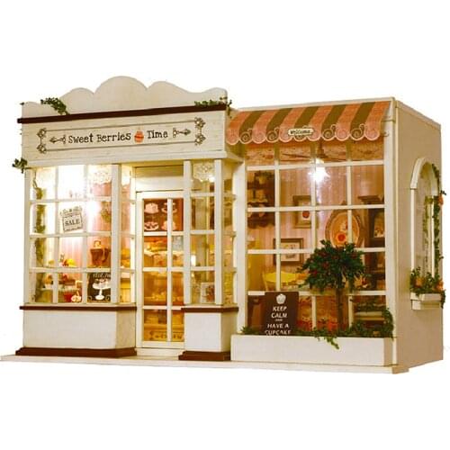 Doll House Wooden Furniture Diy House Miniature Sweet BerriesTime Assemble 3D Miniaturas Dollhouse Kits Toys For Christmas Gift