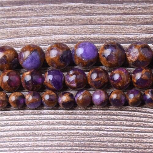 LanLi Fashion Natural Jewelry Purple gold color stone Loose Beads 6-12mm DIY Woman Bracelet Necklace Ear Stud Accessories