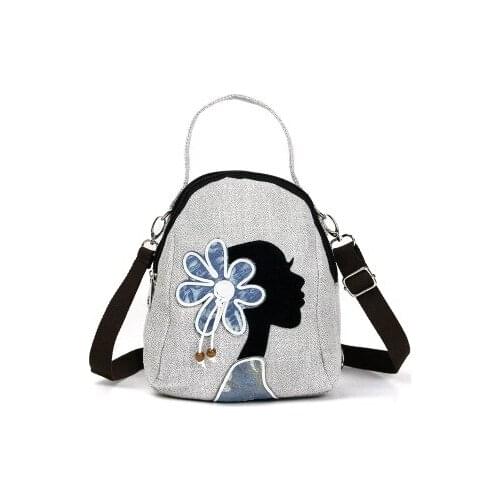 Fashion national string appliques women shopping handbags!Nice prints lady small shoulder&Crossbody bags Multi-use canvas bag