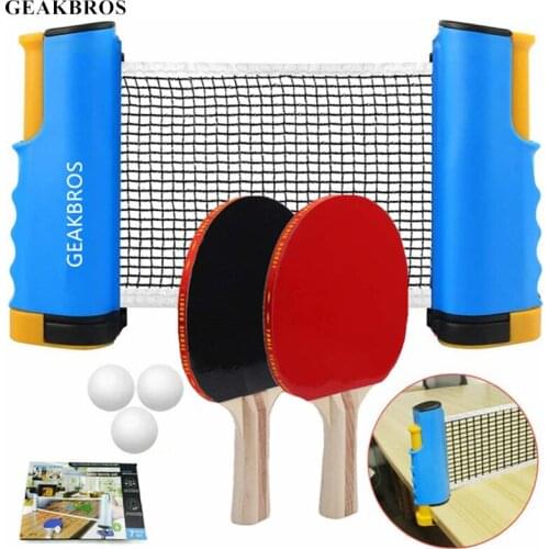 Ping Pong Paddle Set with Retractable Net Portable Table Tennis for Children Adult Indoor Outdoor Games Family Sports Playing