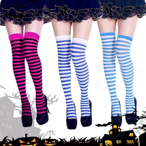 Knee Socks Girl Women Sexy Slim Striped Long Socks Christmas Halloween Costumes Party Stocking Chaussettes Dropshipping
